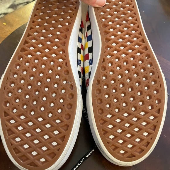 Red suede and multi-check vans size 4.5 US Juniors; barely worn - Picture 5 of 5